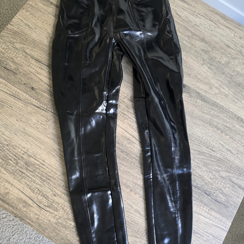 SPANX Black Leggings with Red Brand Tag